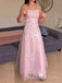 Lovely Pink Strapless A-line Appliques Long Evening Prom Dresses, MR9458