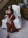 Off Shoulder Burgundy Satin Long Evening Prom Dresses, Mermaid Prom Dress, MR9461