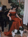 Off Shoulder Burgundy Satin Long Evening Prom Dresses, Mermaid Prom Dress, MR9461