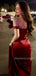 Off Shoulder Burgundy Satin Long Evening Prom Dresses, Mermaid Prom Dress, MR9461