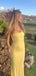 Simple Yellow Jersey Mermaid Long Evening Prom Dresses, MR9463