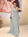 Mermaid Blue Chiffon Strapless Long Evening Prom Dresses, MR9466
