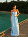 A-line Blue Spaghetti Straps Long Evening Prom Dresses, MR9470