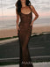 Brown Sparkly Mermaid Long Evening Prom Dresses, Backless Prom Dress, MR9475