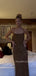 Simple Brown Sequins Mermaid Spaghetti Straps Long Evening Prom Dresses, MR9476