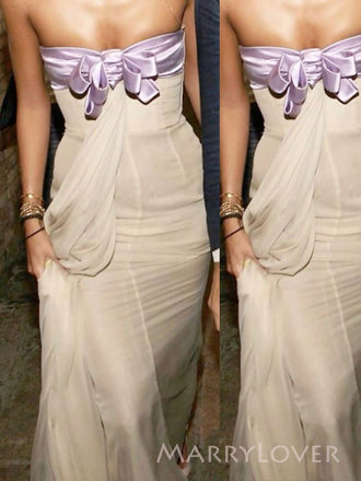 Sweet Heart Chiffon Long Evening Prom Dresses, Strapless Prom Dress, MR9487