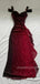 Sparkly Dark Red V-neck Long Evening Prom Dresses, MR9490