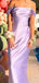 Off Shoulder Lilac Satin Mermaid Long Evening Prom Dresses, MR9497