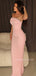 Pink Mermaid Beaded Strapless Long Evening Prom Dresses, MR9498