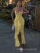 Sexy Yellow Tulle Spaghetti Straps Mermaid Long Evening Prom Dresses, MR9499