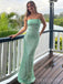 Simple Strapless Sage Green Sequins Mermaid Long Evening Prom Dresses, MR9509