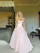 Sexy Spaghetti Straps Pink Chiffon Long Evening Prom Dresses, Pink Satin Prom Dress, MR9517