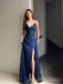 Blue Sparkly V-neck Spaghetti Straps Long Evening Prom Dresses, Mermaid Prom Dress, MR9518