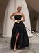 Gorgeous Black A-line Strapless Long Evening Prom Dresses, MR9523