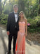 Blush Pink Mermaid Satin Side Slit Long Evening Prom Dresses, MR9525