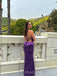 Spaghetti Straps Purple Satin Long Evening Prom Dresses, Mermaid Backless Prom Dress, MR9526