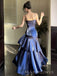Formal Navy Blue Mermaid Long Evening Prom Dresses, Spaghetti Straps Prom Dress, MR9531