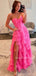 Hot Pink Chiffon Side Slit Sweet Heart Long Evening Prom Dresses, MR9537