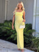 Sexy Yellow Mermaid Long Backless Evening Prom Dresses, MR9542