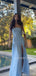 Simple Blue Chiffon Long Evening Prom Dresses, Strapless Prom Dress, MR9546