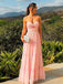 Unique Pink Sweetheart A-line Long Evening Prom Dresses, MR9551