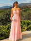 Unique Pink Sweetheart A-line Long Evening Prom Dresses, MR9551