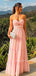 Unique Pink Sweetheart A-line Long Evening Prom Dresses, MR9551