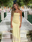 Popular Simple Yellow Mermaid Strapless Long Evening Prom Dresses, MR9557