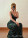 Sexy V-neck Mermaid Dark Green Tulle Appliques Long Evening Prom Dresses, MR9562