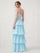 Lovely Blue Chiffon A-line Long Evening Prom Dresses, MR9565