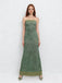Sparkly Mermaid Green Sequins Long Evening Prom Dresses, Strapless Prom Dress, MR9566