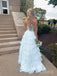 Formal A-line Blue Chiffon Long Evening Prom Dresses, Spaghetti Straps Prom Dress, MR9571