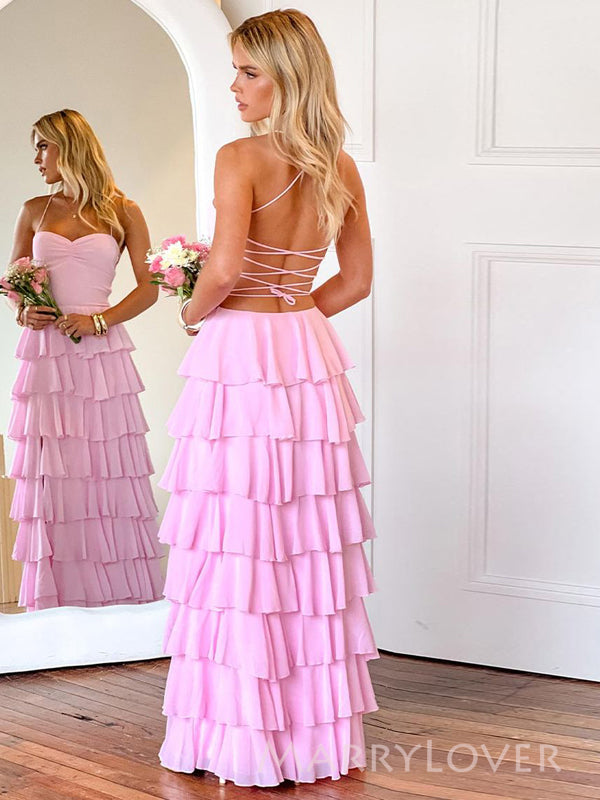 Floor-length Backless Pink Chiffon Long Evening Prom Dresses, A-line P MarryLover Floor-length Backless Pink Chiffon Long Evening Prom Dresses, A-line P MarryLover