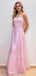 Gorgeous Spaghetti Straps Pink Long Evening Prom Dresses, MR9581