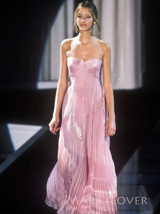 Sweetheart Pink Long Evening Prom Dresses, A-line Strapless Prom Dress, MR9582