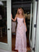 Formal Pink Spaghetti Straps Long Evening Prom Dresses, Backless Prom Dress, MR9587
