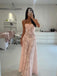Formal Pink Spaghetti Straps Long Evening Prom Dresses, Backless Prom Dress, MR9587