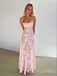 Formal Pink Spaghetti Straps Long Evening Prom Dresses, Backless Prom Dress, MR9587