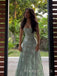Unique Sage Green Spaghetti Straps Long Evening Prom Dresses, MR9588