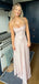 Floor-length Spaghetti Straps Pink Long Evening Prom Dresses, MR9589
