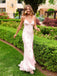 Simple Spaghetti Straps Mermaid Pink Long Evening Prom Dresses, MR9590