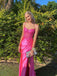 Mermaid Hot Pink High Slit Long Evening Prom Dresses, MR9592