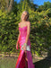 Mermaid Hot Pink High Slit Long Evening Prom Dresses, MR9592