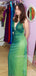 Unique Green Chiffon V-neck Long Evening Prom Dresses, MR9607