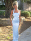 Halter Mermaid Satin Long Evening Prom Dresses, MR9610