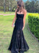 Beautifu Spaghetti Straps Black Long Evening Prom Dresses, MR9611