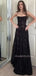 Beautifu Spaghetti Straps Black Long Evening Prom Dresses, MR9611
