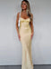 Simple Yellow Mermaid Spaghetti Straps Long Evening Prom Dresses, MR9642