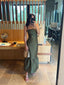 Lovely Spaghetti Straps Green Satin Long Evening Prom Dresses, MR9648