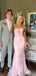 Sweetheart Pink Lace Mermaid Long Evening Prom Dresses, MR9650